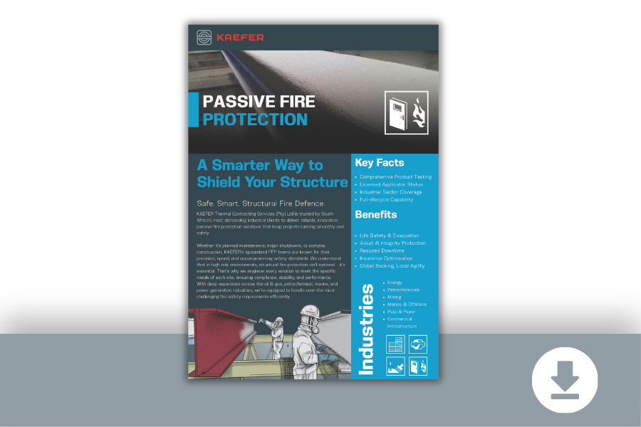 One pager Passive Fire Protection in a preview with button to dowload